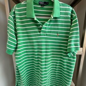 Polo Ralph Lauren Green Stripe Pique Knit Shirt